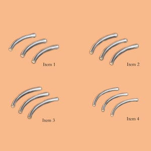 4 Pcs 2.5MM Thickness Curved Tube 925 Sterling Silver DIY Jewelry Making