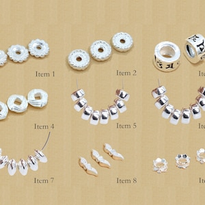 5 Pcs Sterling Silver Spacer Beads DIY Jewelry Making