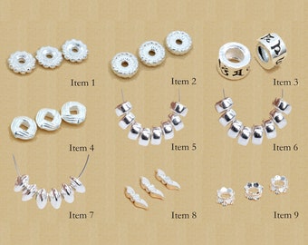 2 Pcs 8x8MM Sterling Silver Floral Tube Spacer Beads for Jewelry Making 63998-2134