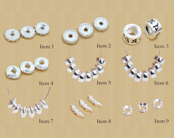 5 Pcs Sterling Silver Spacer Beads DIY Jewelry Making