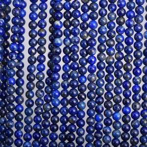 Deep Blue Lapis Lazuli Loose Beads Grade A Round Shape 4-5mm