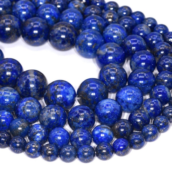 Deep Blue Lapis Lazuli Loose Beads Grade A Round Shape 6mm 8-9mm 10mm