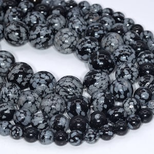 Genuine Natural Snowflake Obsidian Loose Beads Round Shape 6mm 8-9mm 10mm 12mm