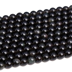 Genuine Natural Rainbow Obsidian Loose Beads Grade AA Round Shape 4mm