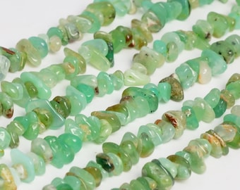 7-8MM CHRYSOPRASE GEMSTONE PEBBLE NUGGET CHIP LOOSE BEADS 34/"
