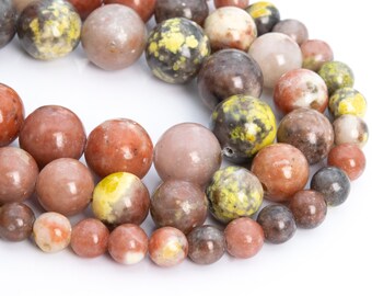 Genuine Natural Plum Blossom Jasper Loose Beads 4mm 6mm 8mm 10mm 12mm Gemstone Beads for DIY Jewelry Making Bracelet Necklace Wholesale