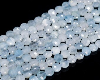 15 Strand..b649 Aquamarine Nuggets Christmas Sale Natural Aqumarine Faceted Oval Shape Beads 5\u00d76-6\u00d78mm