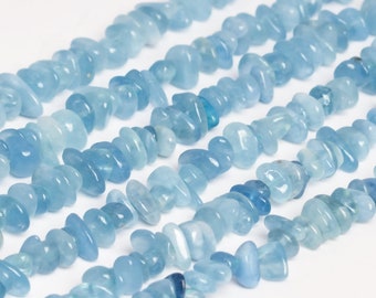 12-14MM AQUAMARINE GEMSTONE STICK PEBBLE CHIP LOOSE BEADS 16/"