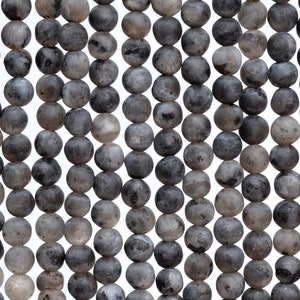 Genuine Natural Matte Black Labradorite Larvikite Loose Beads Round Shape 4mm