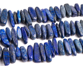 Perles de lapis-lazuli bleu foncé en bâton de galets de qualité A, véritables pierres précieuses naturelles, perles en vrac 12-24x3-5MM