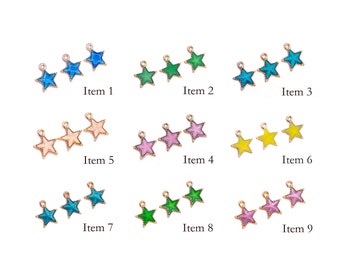 6 Pcs Star Émail Charmes - Ton Or Avec Couleur Émail