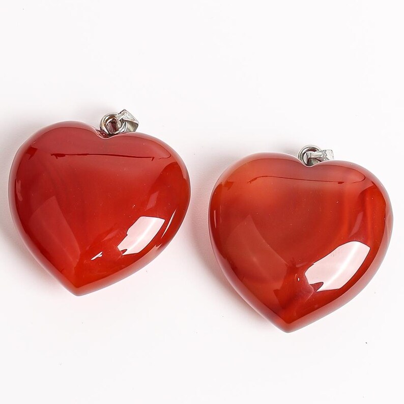 Genuine Natural Red Heart Carnelian Top Drilled Healing Gemstone ...