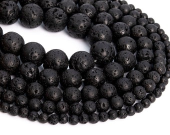 Echte natürliche schwarze vulkanische Lava lose Perlen Klasse AAA runde Form 6mm 8mm 10mm 16mm