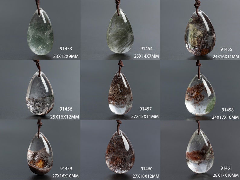 Top Drilled Cabochon Different Shape Stone Pendant Genuine Natural Phantom Quartz image 2