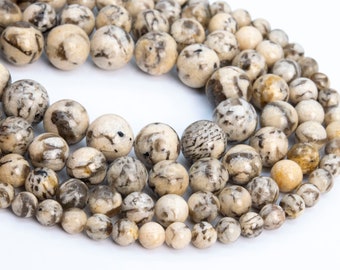 Genuine Natural Feldspar Jasper Loose Beads Vanilla White Brown Round Shape 6mm 8mm 10mm 12mm