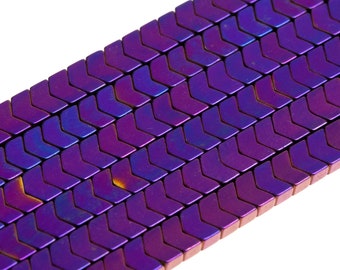 Purple Hematite Spacer Loose Beads Arrow Shape 4x2mm