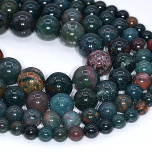Genuine Natural Dark Green Blood Stone Loose Beads Round Shape 6mm 8mm 10-11mm