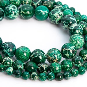 Deep Green Sea Sediment Imperial Jasper Loose Beads Round Shape 6mm 8mm 10mm 12mm