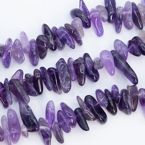 Genuine Natural Amethyst Loose Beads Grade AAA Stick Pebble Chip Shape 12-24x3-5mm
