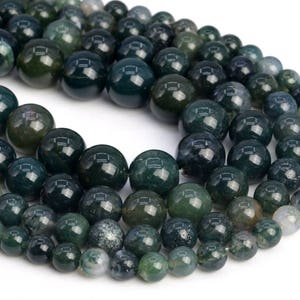 Genuine Natural Botanical Moss Agate Loose Beads Round Shape 6mm 8mm 10mm 12mm 15mm