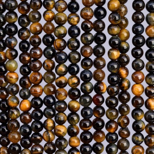 thumbnail image 2 of Natural Hawk Eye Gray Blue Tiger Eye Round Loose Beads – Grade AAA Gemstone, Sizes 5-12mm 2 of 11