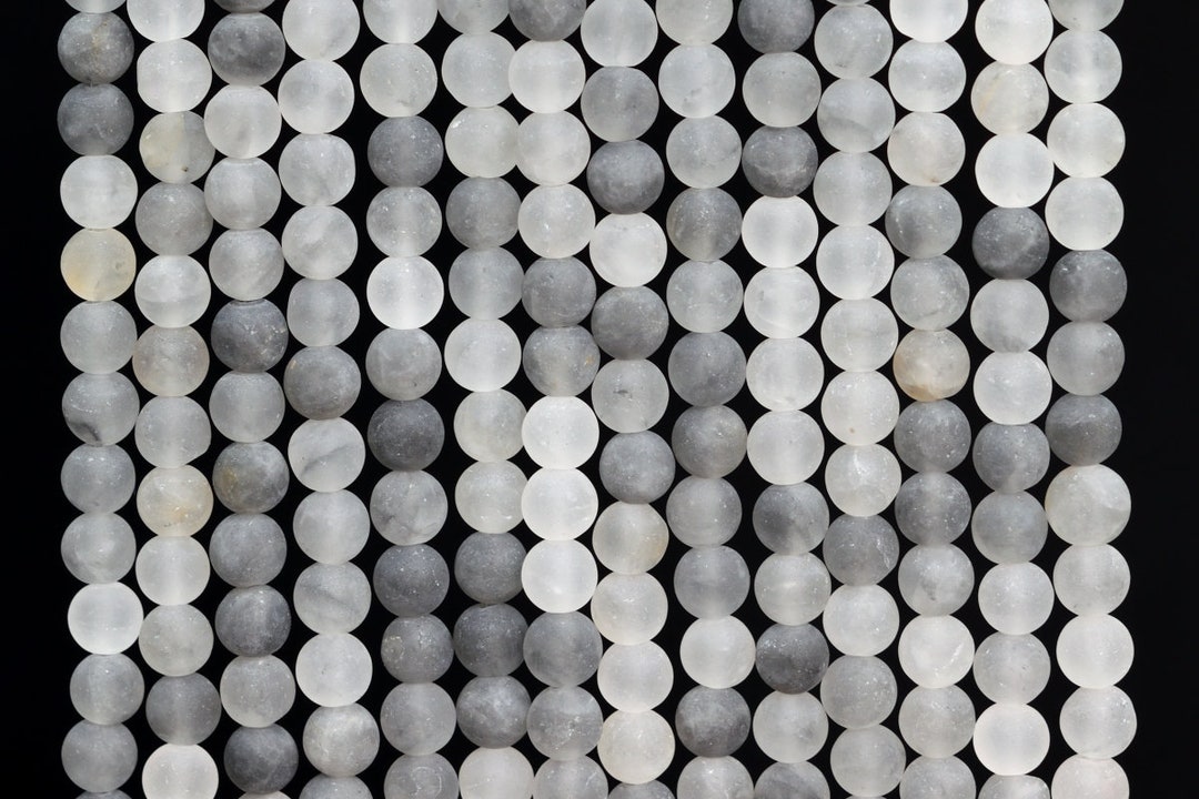 Genuine Natural Matte Gray Crystal Quartz Loose Beads Round Etsy