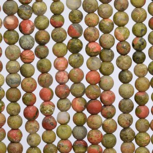 Genuine Natural Matte Lotus Pond Unakite Loose Beads Round Shape 4mm