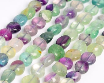 Genuine Natural Multicolor Fluorite Loose Beads Grade A Pebble Nugget Shape 8-10mm