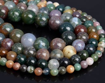 Genuine Natural Indian Agate Loose Beads Round Shape 6mm 8mm 10mm 12mm 15mm