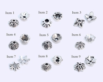 50 pcs Bead Caps Spacers End Cap DIY Jewelry Making - Antique Silver Tone