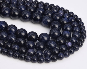 Night Sky Blue Goldstone Loose Beads Round Shape 5-6mm 8mm 10mm 12mm 15mm