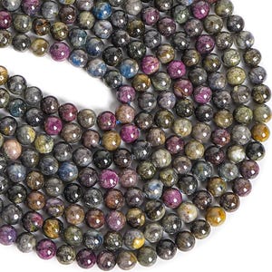 Genuine Natural Multicolor Ruby Sapphire Loose Beads Grade A Round Shape 6mm 7mm 8mm
