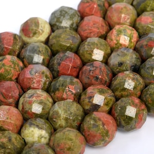 Genuine Natural Lotus Pond Unakite Loose Beads Faceted Round Shape 6mm 8mm 10mm