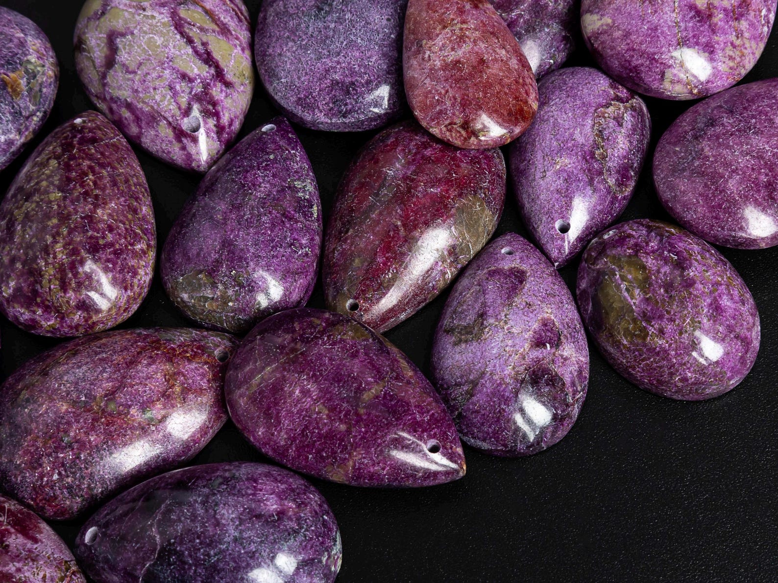 Natural Purple Ruby Zoisite Pendant-teardrop Shape Top Drilled Cabochon ...