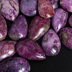 Natural Purple Ruby Zoisite Pendant-Teardrop Shape Top Drilled Cabochon Gemstone Pendant