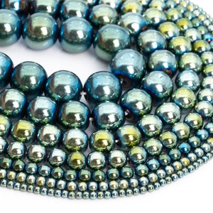 グリーンヘマタイトルースビーズ ラウンドシェイプ 6 mm 8 mm 10 mm 12 mm