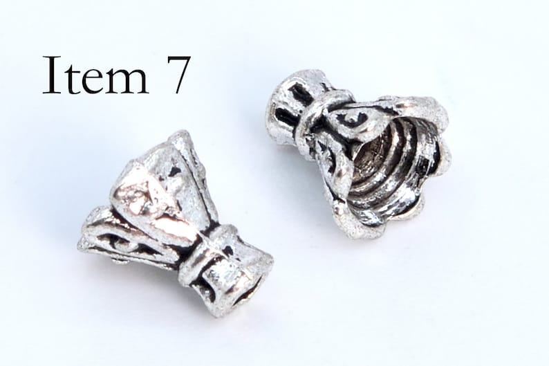 50 pcs Bead Caps Spacers End Cap DIY Jewelry Making Antique Silver Tone image 8