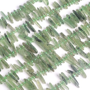 Genuine Natural Green Prehnite Loose Beads Grade AA Stick Pebble Chip Shape 6-10mm