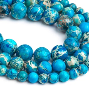 Sky Blue Sea Sediment Imperial Jasper Loose Beads Round Shape 6mm 8mm 10mm