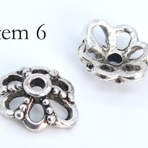 50 pcs Bead Caps Spacers End Cap DIY Jewelry Making Antique Silver Tone image 7