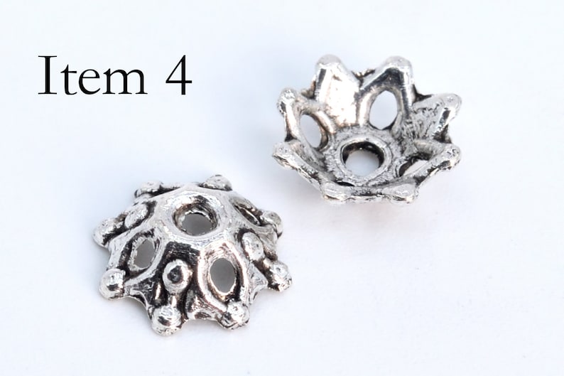 50 pcs Bead Caps Spacers End Cap DIY Jewelry Making Antique Silver Tone image 5