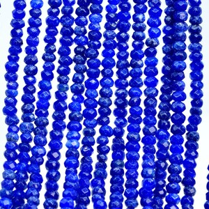 Natural Royal Blue Jade Loose Beads Faceted Rondelle Shape 4x2mm