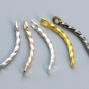 20 Pcs Twisted Curved Tube Connector Charms - Silver, Light Gold, White Gold, Gold, Black Gunmetal Tone 15x2x1.5MM
