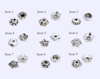 50 pcs Bead Caps Spacers End Cap DIY Jewelry Making - Antique Silver Tone