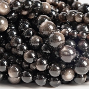 Genuine Natural Silver Obsidian Loose Beads Round Shape 4mm 6mm 8mm 10mm