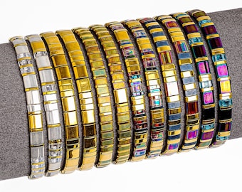Bracciale Tila color oro, bracciali impilabili in stile boho con perline di vetro, gioielli estivi, bracciali da spiaggia.