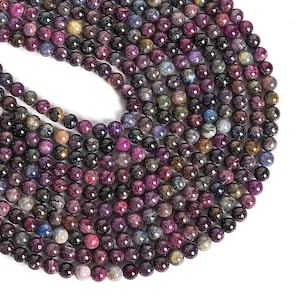 Genuine Natural Multicolor Ruby Sapphire Loose Beads Grade AA Round 6MM 8MM