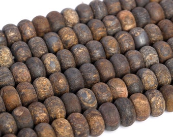 Perline sciolte in Bronzite opaca naturale a forma di rondella, 6 x 4 mm, 8 x 5 mm