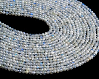 Genuine Natural Rainbow Moonstone Loose Beads Round Shape 3-4mm