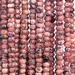 Natural Brown Pink Jade Loose Beads Faceted Rondelle Shape 4x3MM